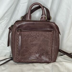 NWT The Sak Loyola Soft Leather Embossed Convertible Mini Backpack Purse brown